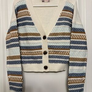 Striped Knit Cardigan Sweater
